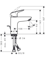 Hansgrohe Logis egykaros mosdócsaptelep 100, automata lefolyógarnitúrával, króm 71100000