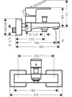 Hansgrohe Vernis Shape egykaros kádcsaptelep falsíkon kívüli szereléshez matt fekete 71450670