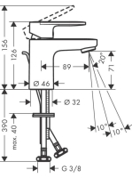 Hansgrohe Vernis Blend Egykaros mosdócsaptelep 70, CoolStart, automata lefolyógarnitúrával matt fekete 71584670
