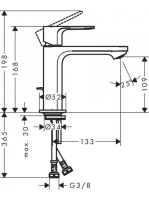 Hansgrohe Rebris S Egykaros CoolStart mosdócsaptelep 110, automata lefolyógarnitúrával 72519000
