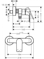 Hansgrohe Rebris E egykaros falsíkon kívüli zuhanycsaptelep, matt fekete 72650670