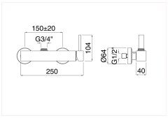 Bugnatese Inside 9236 - zuhanycsaptelep test 3/4-es csatlakozással