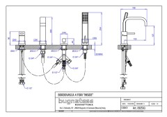 Bugnatese Inside 9256Q - peremre szerelhető 4 üléses kádcsaptelep tört kifolyószárral