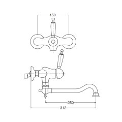 Bugnatese OXFORD 6340 - Fali mosogatócsaptelep leeresztő nélkül