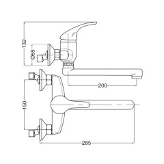 Bugnatese XARA 6540 - Fali mosogatócsaptelep leeresztő nélkül 35 cm
