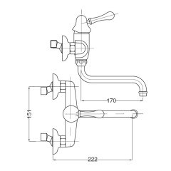 Bugnatese MAYA 8940 - Fali mosogatócsaptelep leeresztő nélkül