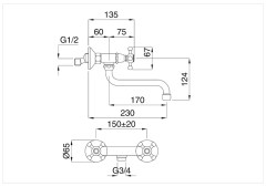 Bugnatese LADY 952 - Fali mosogatócsaptelep leeresztő nélkül