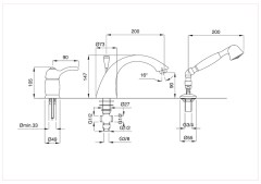 Bugnatese Lem 1950 - peremre szerelt 3 üléses kádcsaptelep