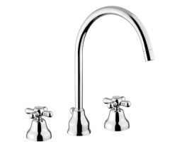 Bugnatese Old'800 - 017 - magas álló 3 üléses mosdócsaptelep leeresztővel