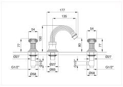 Bugnatese Olympia 8425 - álló 3 üléses bidet csaptelep