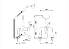 Bugnatese Oxford 6304 - álló kádcsaptelep zuhanyszettel