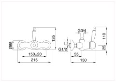 Bugnatese Oxford 6336 - zuhanycsaptelep test 3/4-es csatlakozással