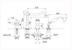 Bugnatese Oxford 6358 - termosztátos 4 üléses kádcsaptelep