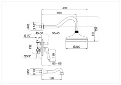 Bugnatese Oxford 6369 - fal alatti esőztető kádkifolyóval