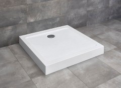 Radaway Doros Stone C szögletes lapos fehér zuhanytálca előlappal 90x90