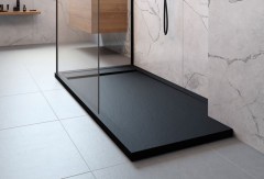 Radaway Teos F szögletes lapos fekete zuhanytálca 140x90