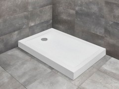Radaway Doros Stone F szögletes lapos fehér zuhanytálca előlappal 100x80
