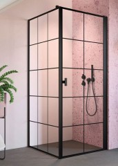 Radaway Nes Black KDJ I Factory 90 B átlátszó szögletes zuhanykabin