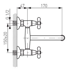 Ferro Retro New XD5 - fali mosogató csaptelep
