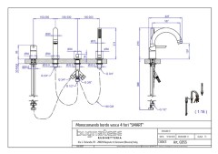 Bugnatese Smart 2155 - peremre szerelt 4 üléses kádcsaptelep