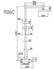 Bugnatese Tetris 9136C -esőztető rendszer fej- és kézizuhannyal