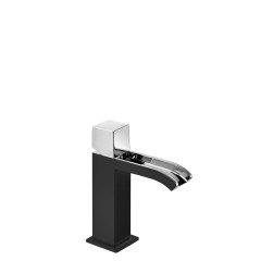 Tres Cuadro Exclusive egykaros mosdó csaptelep, cascade kifolyóval fekete-króm  00611002NE