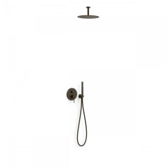 Tres Study Exclusive falba süllyesztett  zuhany csaptelep szett, esőztetővel és kézizuhannyal, black bronze 26228003KMB