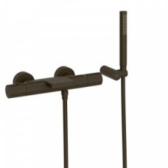 Tres Study Exclusive fali termosztátos zuhany csaptelep, cascade kifolyóval, kézizuhannyal, black bronze 26117209KMB