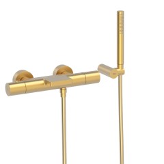 Tres Study Exclusive fali termosztátos zuhany csaptelep, cascade kifolyóval, kézizuhannyal, matt arany 26117209OM