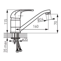 Ferro Vasto BVA2A - mosdócsaptelep elforgatható kifolyóval