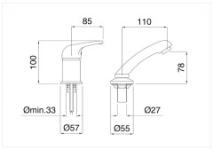 Bugnatese Xara 6576 - kihúzható zuhanyfejes mosdócsaptelep