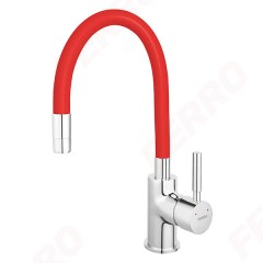 Ferro Zumba BZA4R - Álló mosogató csaptelep flexibilis kifolyócsővel, piros