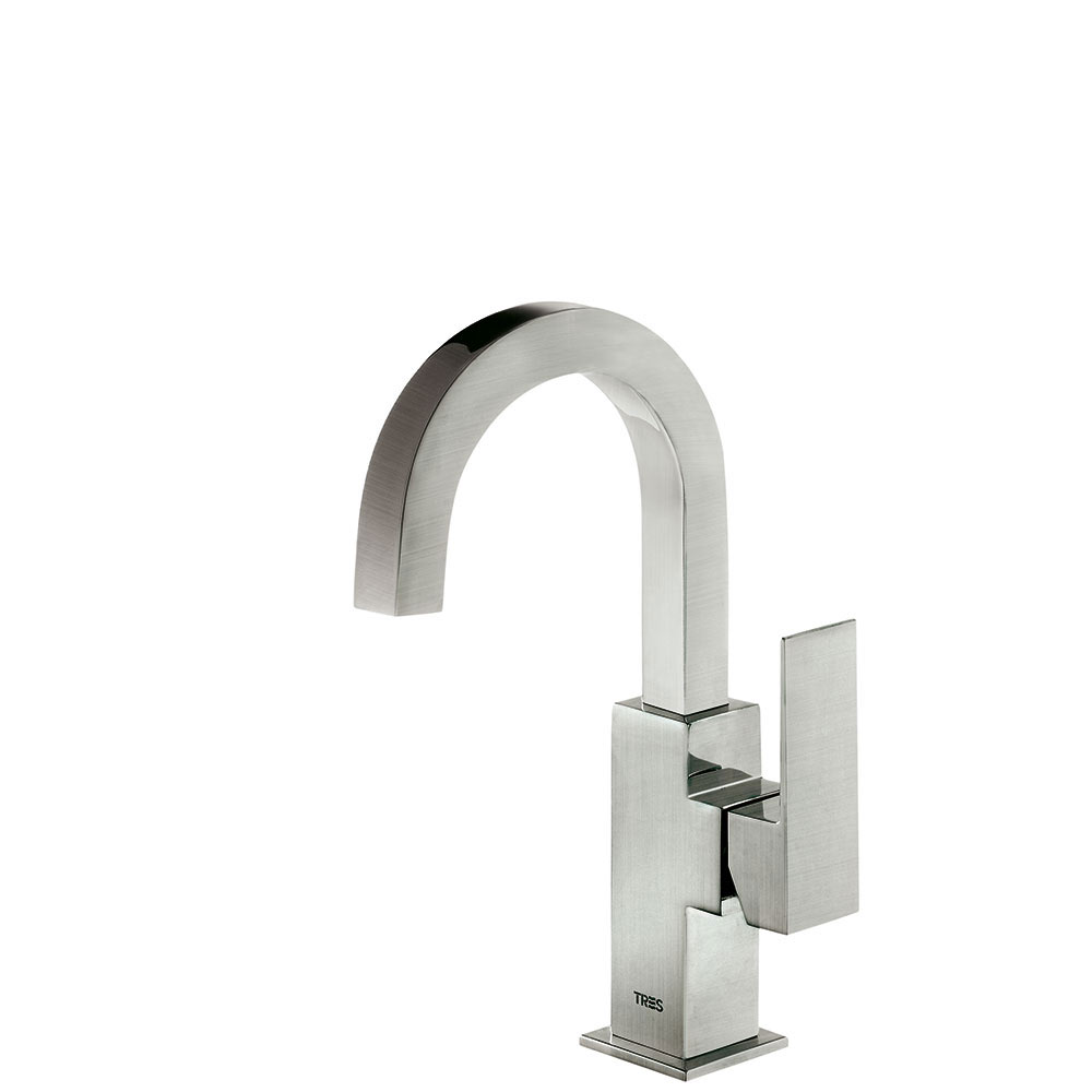 Tres Cuadro Exclusive egykaros mosdó csaptelep, steel 00660502AC