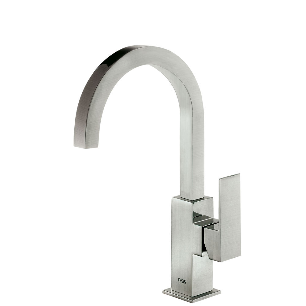 Tres Cuadro Exclusive magasított egykaros mosdó csaptelep, steel 00660602AC