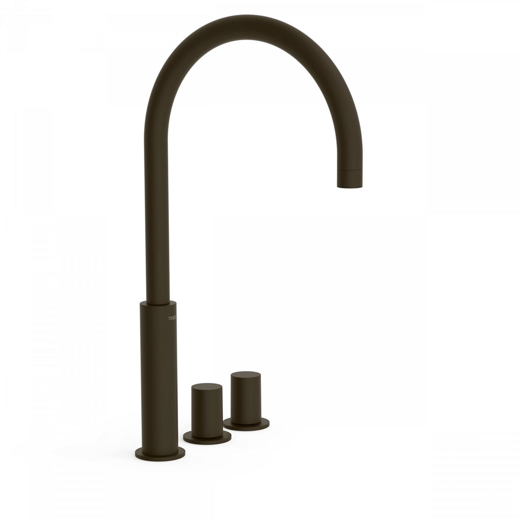 Tres Study Exclusive peremre szerelhető, magasított, 3 üléses mosdó csaptelep, black bronze 06110502KMB