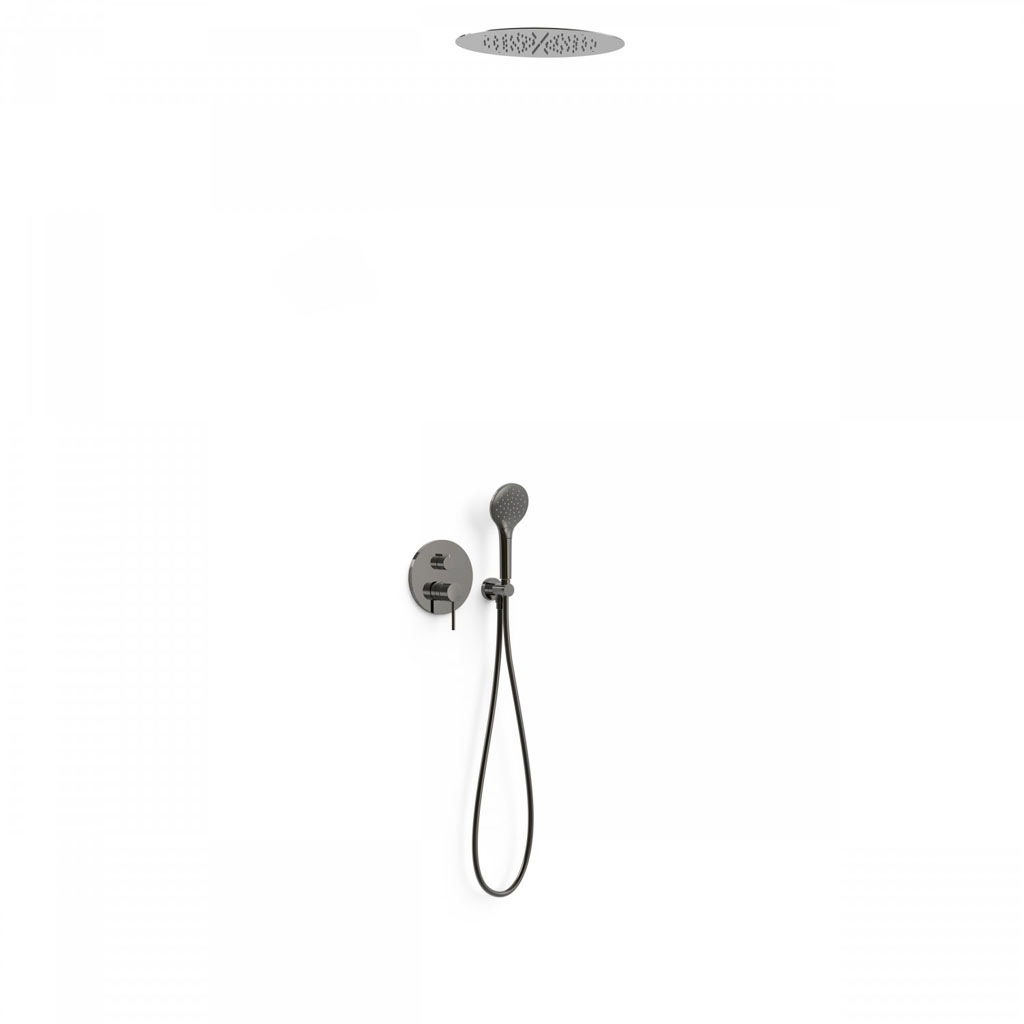 Tres Study Exclusive falba süllyesztett zuhany csaptelep szett, esőztetővel és kézizuhannyal, metallic black 26228050KM